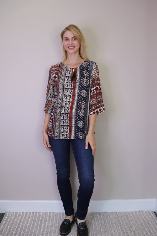 PT16100 MULTI Boho Printed Blouse