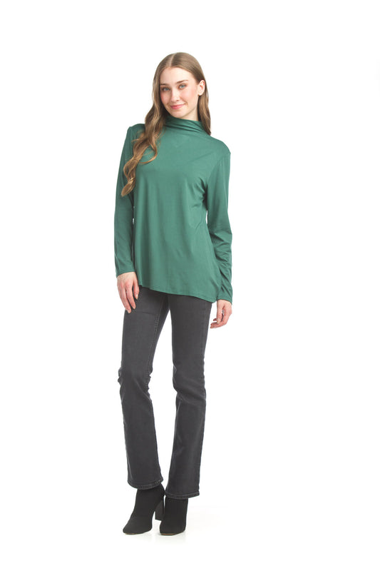 PT17035 EMERA Bamboo Knit Mock Neck A-Line Top