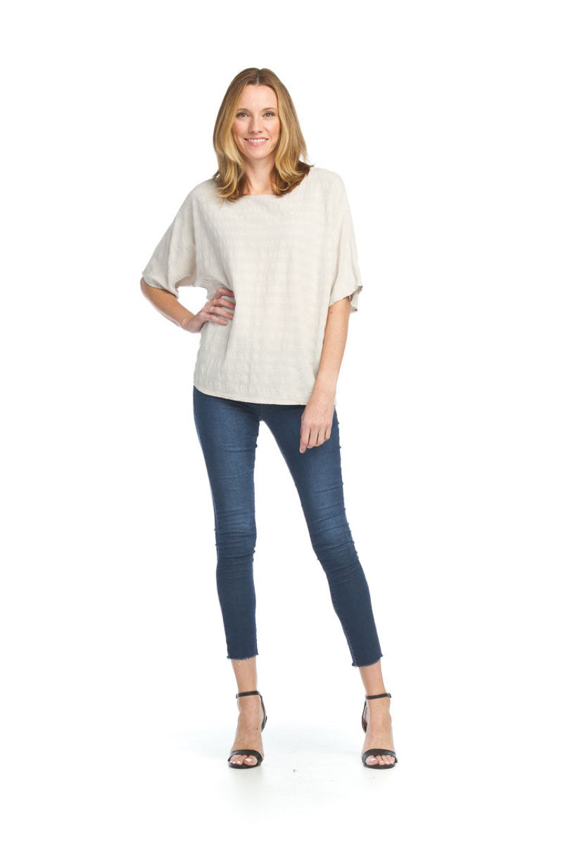 PT07017 BEIGE Cotton Dolman Sleeve Blouse