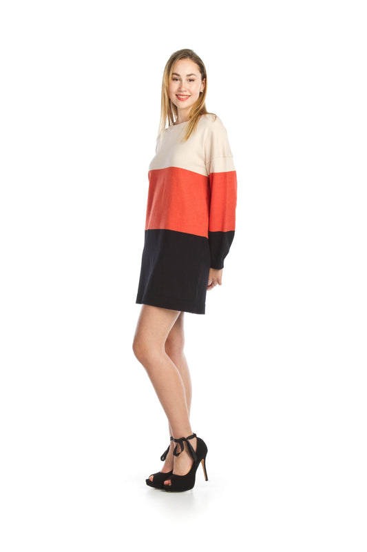 SD11411 MULTI Color Blocked Sweater Dress