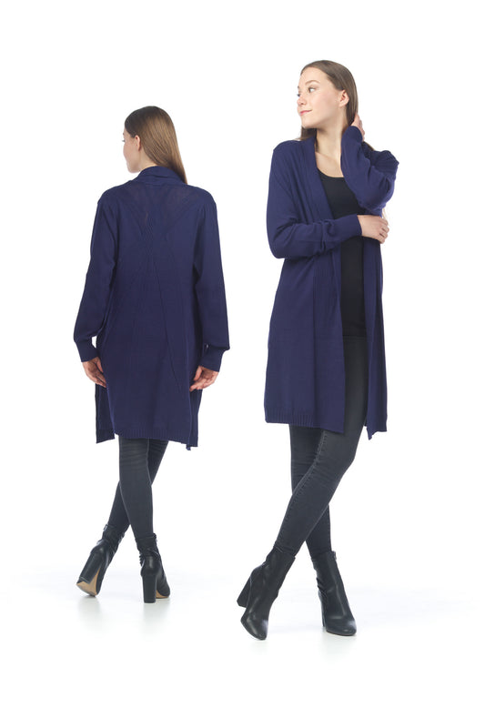 ST02314 NAVY Ribbed Back Design cardigan