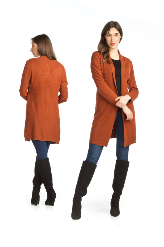 ST02314 RUST Ribbed Back Design cardigan