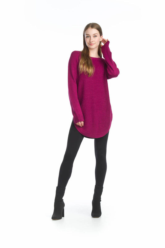 ST04384 BERRY Long sleeve Sweater with Zip side
