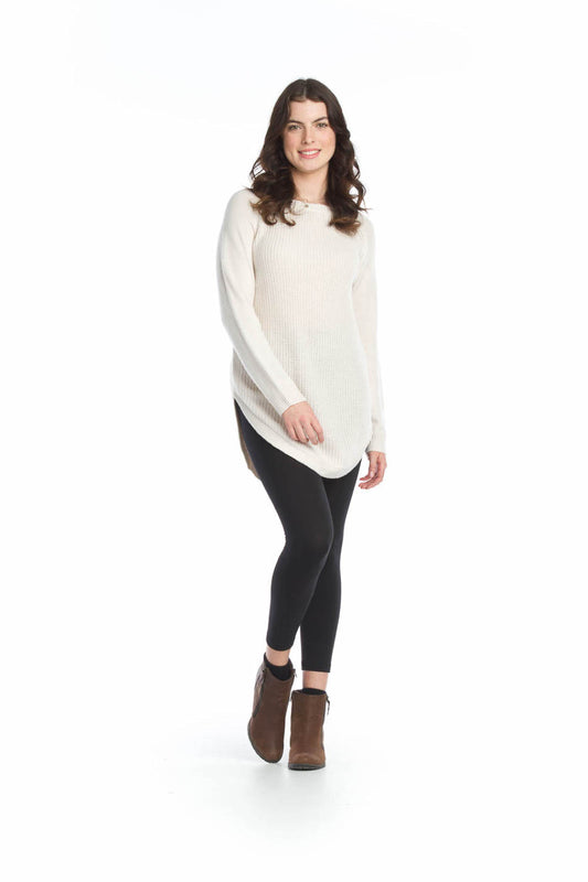 ST04384 CREAM Long sleeve Sweater with Zip side