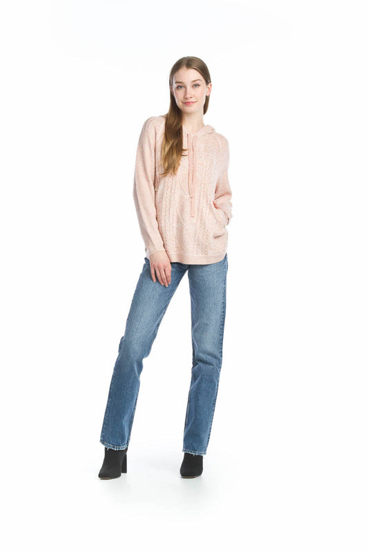 ST13308 BLUSH Cable Knit Sweater with Pockets