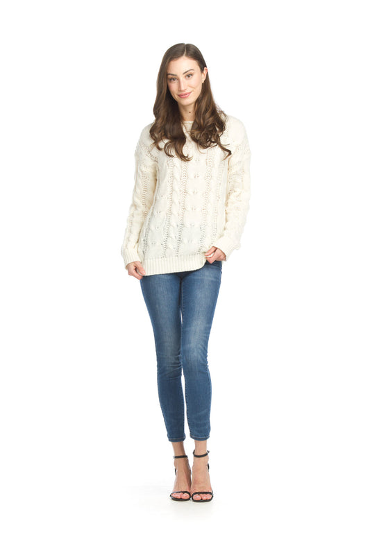 ST15248 CREAM Cable Knit Chunky Sweater
