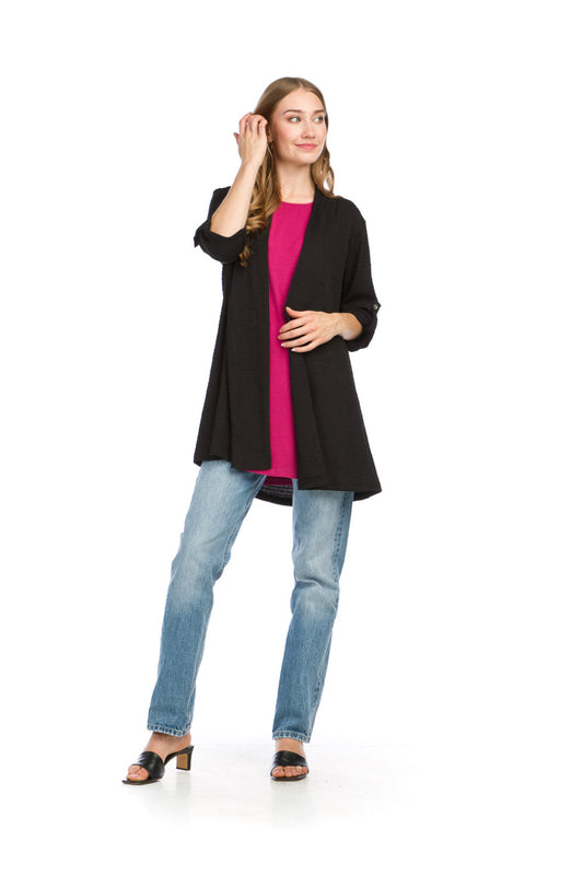 ST16201 BLACK Stretch Knit Cardigan