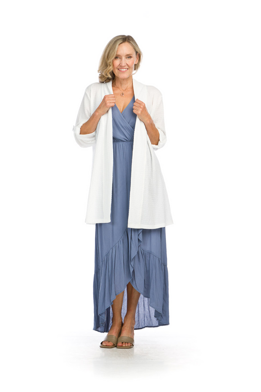 ST16201 WHITE Stretch Knit Cardigan