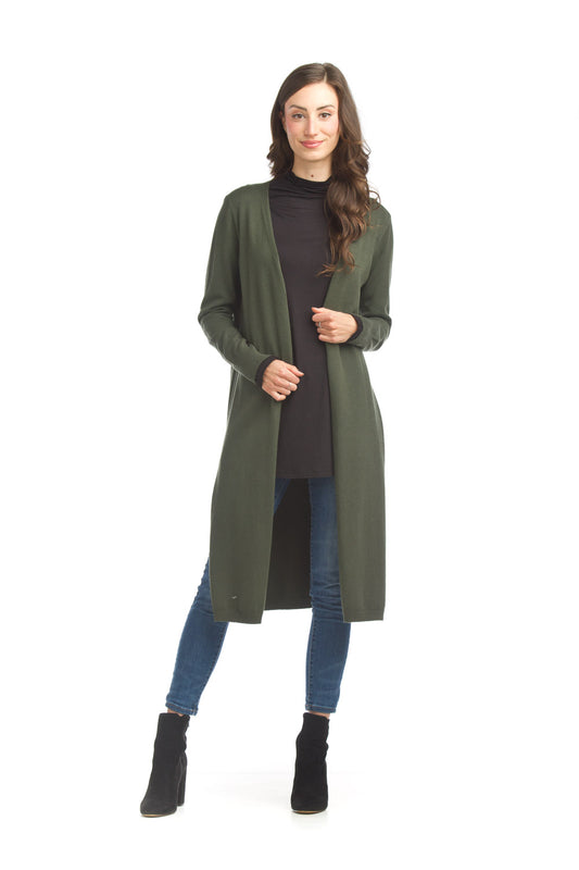 ST17220 OLIVE Long duster with slits