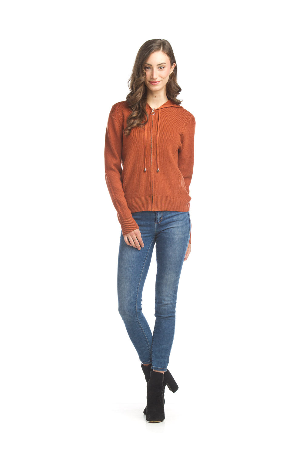 ST17222 RUST Full zip Hoody Sweater