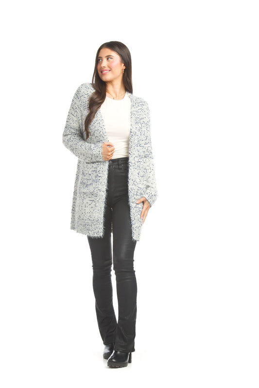 ST17281 BLUE Popcorn Knit Cardigan with Pockets